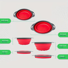 2pcs Collapsible Silicone Colanders for Pasta Fruit Berries Vegetables