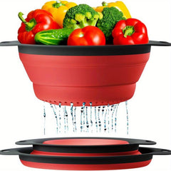 2pcs Collapsible Silicone Colanders for Pasta Fruit Berries Vegetables