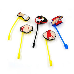 6pcs Straw Tips Cover Silicone Sleeve Caps Decorative Cartoon Straw Caps