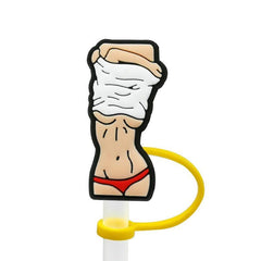 6pcs Straw Tips Cover Silicone Sleeve Caps Decorative Cartoon Straw Caps