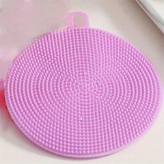 Silicone Dish Sponge Hanging Loop Cleaning Sponge Double Sided Brush Scrubbing