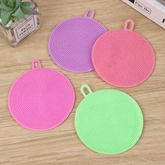 Silicone Dish Sponge Hanging Loop Cleaning Sponge Double Sided Brush Scrubbing