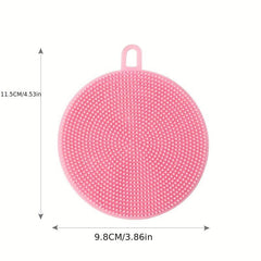 Silicone Dish Sponge Hanging Loop Cleaning Sponge Double Sided Brush Scrubbing
