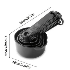 11pcs Baking Measuring Cup & Spoon Set Grey Plastic Kitchen Accessories