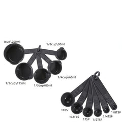 11pcs Baking Measuring Cup & Spoon Set Grey Plastic Kitchen Accessories