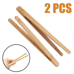 2pcs Bamboo Food Clips Ice Fruit Serving Tongs
