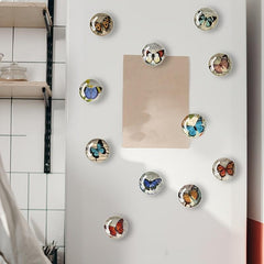 12pcs Butterfly Fridge Magnets Crystal Glass Office Kitchen Decoration Calendar