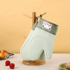 Silicone Oven Mitts Heat Resistant Double Layer Baking Oven Gloves