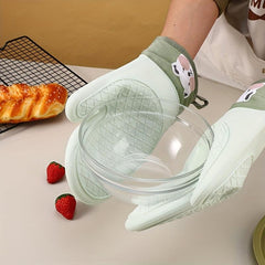 Silicone Oven Mitts Heat Resistant Double Layer Baking Oven Gloves