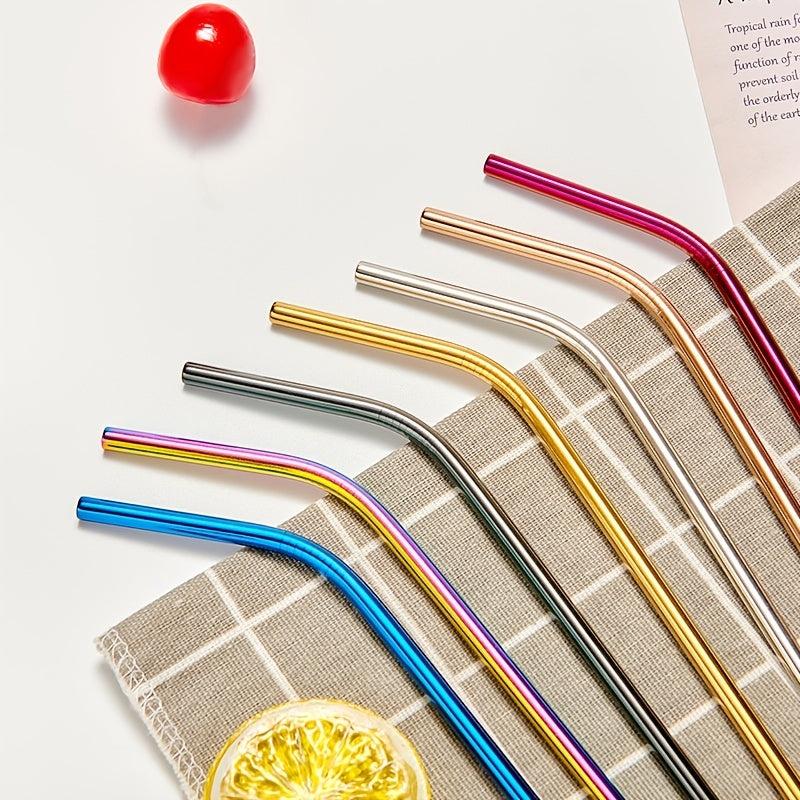 2pcs Stainless Steel Straw Coffee Stirring Reusable Straw