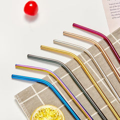 2pcs Stainless Steel Straw Coffee Stirring Reusable Straw