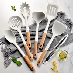 8 Pc Non Stick Silicone Utensil Set & Holder - Complete Your Kitchen