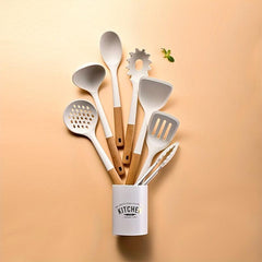 8 Pc Non Stick Silicone Utensil Set & Holder - Complete Your Kitchen