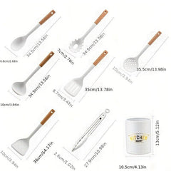 8 Pc Non Stick Silicone Utensil Set & Holder - Complete Your Kitchen