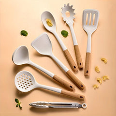 8 Pc Non Stick Silicone Utensil Set & Holder - Complete Your Kitchen