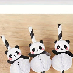 20pcs Panda Straws Party Dessert Paper Straws Biodegradable