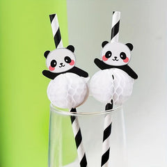 20pcs Panda Straws Party Dessert Paper Straws Biodegradable