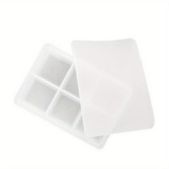 Silicone Ice Cube Mold 6 Square Large Tray w/ Lid Cocktails Whiskey Maker