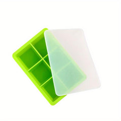 Silicone Ice Cube Mold 6 Square Large Tray w/ Lid Cocktails Whiskey Maker