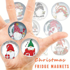 12pcs Christmas Refrigerator Magnets Glass Fridge Magnets Decorative Magnets