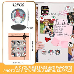 12pcs Christmas Refrigerator Magnets Glass Fridge Magnets Decorative Magnets