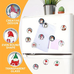 12pcs Christmas Refrigerator Magnets Glass Fridge Magnets Decorative Magnets