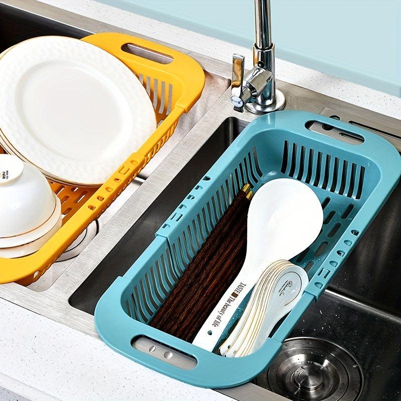 Adjustable Sink Rack Colander Drain Basket Strainer