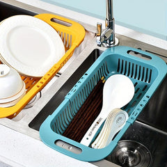 Adjustable Sink Rack Colander Drain Basket Strainer