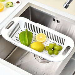Adjustable Sink Rack Colander Drain Basket Strainer