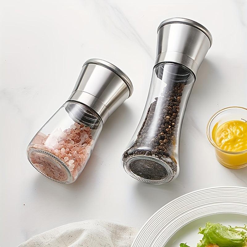 2pcs Pepper Grinder Glass Spice Grinder Manual Pepper Mill Spice Crusher