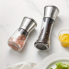 2pcs Pepper Grinder Glass Spice Grinder Manual Pepper Mill Spice Crusher