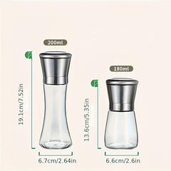 2pcs Pepper Grinder Glass Spice Grinder Manual Pepper Mill Spice Crusher