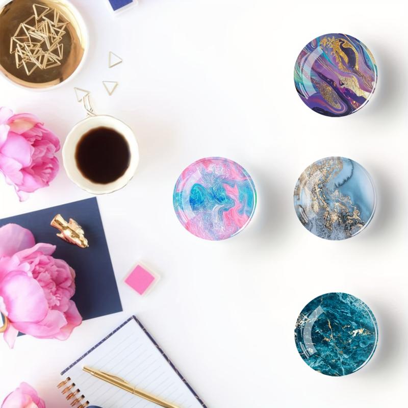12Pcs Glass Magnetic Refrigerator Magnets - Marble Crystal Fridge Decor