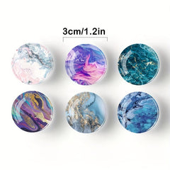12Pcs Glass Magnetic Refrigerator Magnets - Marble Crystal Fridge Decor
