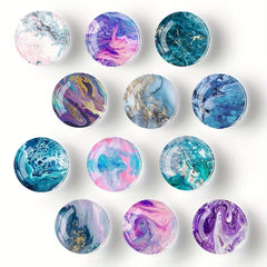 12Pcs Glass Magnetic Refrigerator Magnets - Marble Crystal Fridge Decor