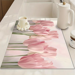Silicone Drain Mat Flower Pattern Absorbent Drying Pad