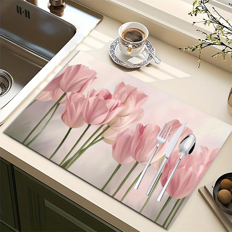 Silicone Drain Mat Flower Pattern Absorbent Drying Pad