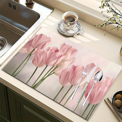 Silicone Drain Mat Flower Pattern Absorbent Drying Pad