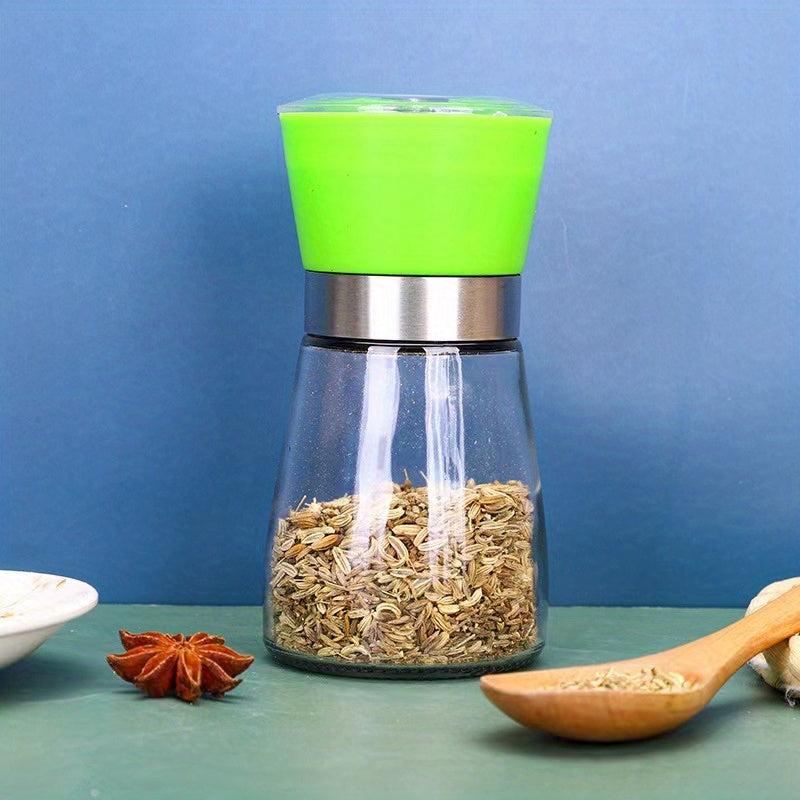 180ml Portable Glass Pepper Grinder Rotating Seasoning Jar
