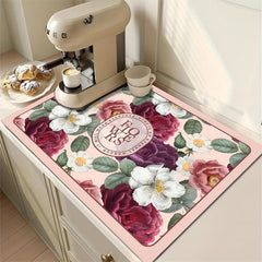 Silicone Drying Mat Floral Pattern Absorbent Pad