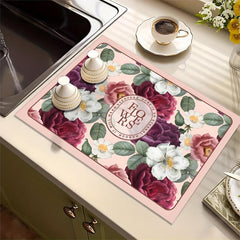 Silicone Drying Mat Floral Pattern Absorbent Pad
