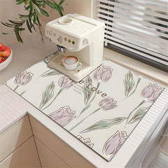 Tulip Flower Dish Drying Pad Absorbent Mat