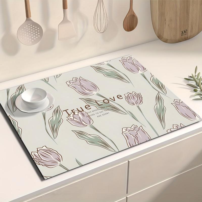 Tulip Flower Dish Drying Pad Absorbent Mat