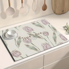 Tulip Flower Dish Drying Pad Absorbent Mat
