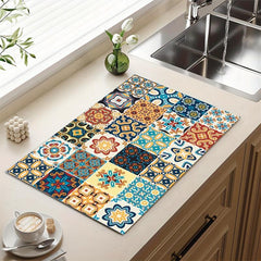 Silicone Drain Mat Flower Pattern Drying Pad Absorbent Tableware Sink Pad