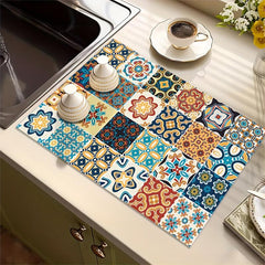 Silicone Drain Mat Flower Pattern Drying Pad Absorbent Tableware Sink Pad