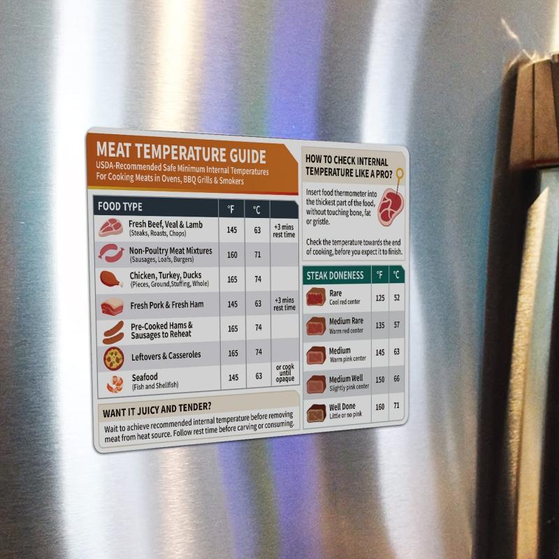 BBQ Meat Temp Chart Magnet Perfect for Grilling, Carnivore Diet