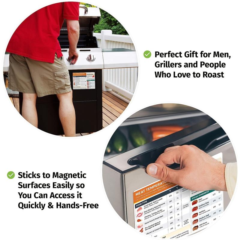 BBQ Meat Temp Chart Magnet Perfect for Grilling, Carnivore Diet