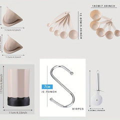 35pcs Silicone Kitchen Utensils Set Wooden Handle Heat Resistant Non-stick