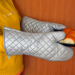 Polyester Oven Mitts Heat Resistant Double Layer Baking Insulation Gloves